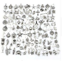 100pcs/lot Silver Plated Mixed Charms Pendants for Jewelry Accessories Making Findings new