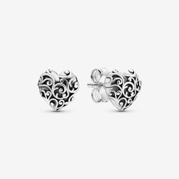 100% Authentic 925 Sterling Silver Royal Heart Lobe Stud Earrings Fashion Wedding Engagement Jewellery Accessories For Women Gift