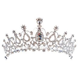 Luksusowa korona ślubna tanie, ale wysokiej jakości blask koralików kryształy królewskie korony ślubne kryształowe welon pałąk akcesoria do włosów Party CPA790