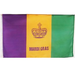 90x150cm Mardi Gras Flag Custom 3x5ft Wholesale Cheap Custom Indoor Outdoor Banner Flags Polyester Printing with Two Grommets