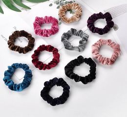 Women's Girl Small Velvet Hair Scrunchies Accessories Ponytail Holder Scrunchy Hair Bun wraps Headbands loop headwear 100pcs FJ3355