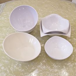 A5 Melamine Dinnerware White Hot Pot Seasoning Bowl Restaurant Big Square Bowl Environmental Protection Tableware Soup Bowl