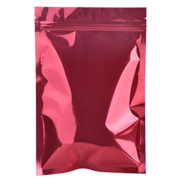 100pcs resealable red mylar food storage zip lock packaging bag multiple sizes Aluminium foil package sample gift pouch smell proof packing bags