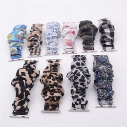 Fashion leopard Printing Cloth wristband flower/scrunchie cloth fashion wrist band 38m 40mm 42mm 44mm for iwatch 4/3/2/1 10 Colours