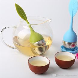 New Silicone Stainless Steel Cute Leaf Tea Strainer Herbal Spice Tea Infuser Filter leakage