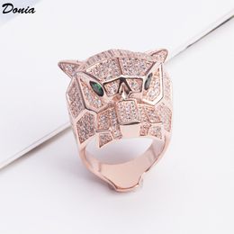 Donia jewelry hot ring fashion suit zircon leopard head ring European and American creative men's and women's large ring