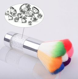 Nail Brush Nails Dust Cleaner Acrylic Colourful Makeup Brushes With Diamond Cleaning Dust Brushes Art Nail Tools 2019