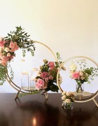 New style Wedding Decoration Circle Tall Metal gold painted Flower Stand For Table Centrepiece senyu0480