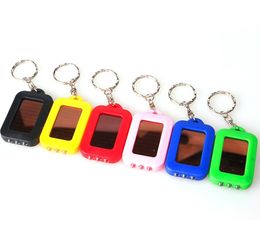 Super Cool Solar Power Keychain LED Flashlight Light Lamp Mini Key Chain 3 LED Multi-color Rechargeable flashlights torches