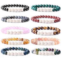 8MM Stone Bracelet Women Men Healing Yoga Stretch Beads Bracelets Natural Gemstone Energy Crystal Agate Round Bracelet