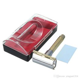 New Arrival New Men's Safety Handheld Manual Shaver + Double Edge Safety Razor Blade Box free shipping