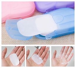 mini New 20pcs Outdoor Travel Soap Scented Slice Sheets Paper Washing Hand Bath Clean Wash Care with Case for Camping