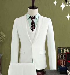 Custom Designe Ivory Groom Tuxedos Popular Groomsmen Mens Wedding Dress Excellent Man Jacket Blazer 3Piece Suit(Jacket+Pants+Vest+Tie) 686