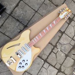 12 Strings hollow body natural yellow model 370 Electric Guitar Semi Hollow Body Natural Yellow Triangle MOP
