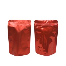 Multi-Sizes Stand Up Zip Lock Mylar Gift Packaging Bags 100pcs Red Food Storage Zipper Seal Aluminum Foil Pouches Bag