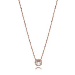 New 100% 925 Sterling Silver Round Heart-shaped Romantic With Clear CZ Simple Necklace For Women Original Fashion Jewelry Gift six