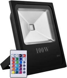 RGB LED Flood Light,50W 100W Color Changing Security Light,16 Colors & 4 Modes Floodlight, Remote Control Included,US 3-Plug