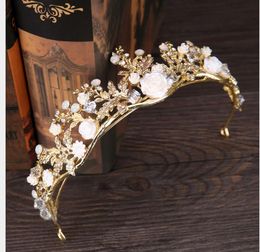 Flower Crown Golden Birthday Crown Bride Headband Princess Crown Bride Jewelry