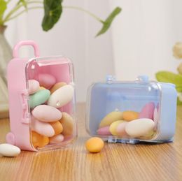 Acrylic Clear Mini Rolling Travel Suitcase Candy Box Baby Shower Wedding Favors Party Table Decoration Supplies Gifts SN1979