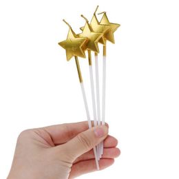 4 Pcs/Set Cute Gold Silver Heart Star Birthday Candles 15x3CM for Cake Candles Love Candle Kids Party Supplies Decoration