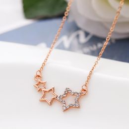 High Quality 18K Rose Gold Plated Alloy Star/Heart/Key/Crown Pendant Necklace for Gift