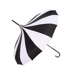 (10 pcs/lot) Creative Design Black And White Striped Golf Umbrella Long-handled Straight Pagoda Umbrella Free Shipping SN484