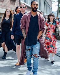 Fashion-Street Style Men Designer Jeans Hole Split Zipper Washed Loose Cool Straight Pants Fashion Mens Jeans
