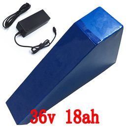 Free shipping 36V 18AH 1000W Scooter battery Electric Bike Lithium ion triangle battery pack With 30A BMS and 42V 2A charger