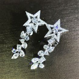 choucong Fashion Star Flower Drop earring 5A zircon 925 Sterling silver Engagement Wedding Dangle Earrings for women Jewellery