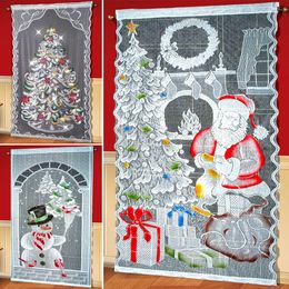 3 designs Christmas Curtains Santa Clause snowman Reindeer printing lace curtains 40x84 inches room home decoration curtain with LED or no