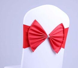 Elastic Organza Chair Covers Sashes Band Wedding Bow Tie Backs Props Bowknot Spandex Chairs Sash Buckles Cover Back Hostel SN1246