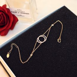 Super glittering ! New fashion ins luxury designer diamond link chain adjustable rose gold bracelet for woman girls 18cm