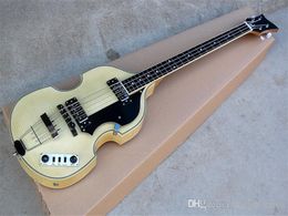 Factory custom Burly Wood 4-String Electric Bass with White Hardwares,Black Pickguard,can be Customized