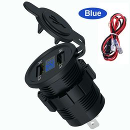 Car Dual USB Charger Cover for Motorcycle Auto Truck ATV Boat 12V-24V LED Dual USB Socket Mount Charger Power Adapter