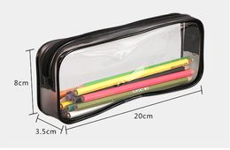 2020-PVC Pencil Bag Zipper Pouch School Students Clear Transparent Waterproof Plastic PVC Storage Box Pen Case Mini Travel Makeup Bags