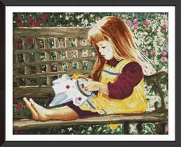 Embroidered girl home cross stitch kit ,Handmade Cross Stitch Embroidery Needlework kits counted print on canvas DMC 14CT /11CT