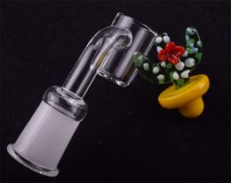 4mm Thick Domeless Quartz Banger Nail 10mm /14mm/18mm, 45/90 Degree Male Female With Cactus Carb Cap Frosted Joint For Glass Bongs