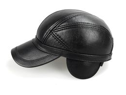 snapback with ear flaps Australia - Fashion- Autumn Men Genuine Cowhide Baseball Caps Keep Warm with Ear Flaps Protector Men Outdoors Snapback Windproof Hats