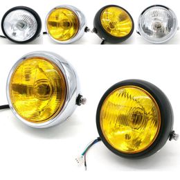 Universal Motorcycle Refit Headlight 12V Motorbike Vintage Head Lamp Scooter Round Spotlight Motor Front Lights