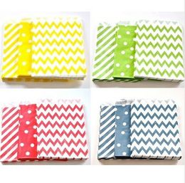 ecofriendly Colourful gift paper bags chevron striped dots mod Favour cake bags bitty bag party food paper bag 5 x7 56 Colours