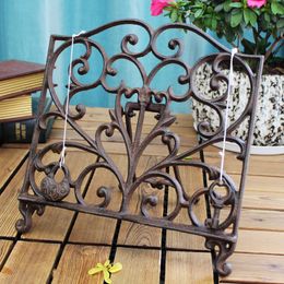 European Classical Newspapers Magazines Menu Holder Rack Home Decor Cast Iron Flower Easel Photo Frame Display Artwork Table Desk Hotel Decoration