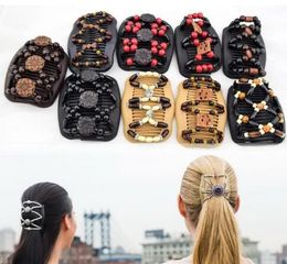 Retro Double Beaded Hair Magic Comb Clip Beads Elasticity Hairpin Stretchy high quality Hair Combs Pins for Women Hair Accessories