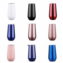 Champagne Wine Glass Coffee Car Milk Mug Egg Cups Water Bottle Stainless Steel Tumbler Lid Vacuum Insulated Glass Drinkware 6OZ AZYQ6831