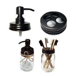 Free DHL Oil Rubbed Bronze Mason Jar Soap Dispenser With Rust Proof Stainless Steel Pump and Lid Liquid for Kitchen and Bathroom-No Jars