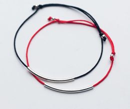 20pcs/lot Lucky Silver Black/Red Thread Long Tube Charm Bracelet Adjustable Length For Women Gift Bracelets Jewellery