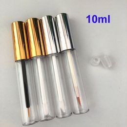 10ML Clear Makeup Lip Gloss Bottle with Gold/Silver Cap, Empty Cosmetic EyelinerEyelashes Growth Liquid Tube, Mascara Container