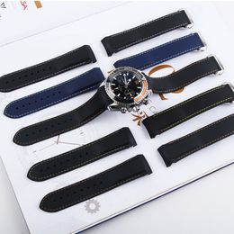 20mm 22mm Watch Strap Bands Orange Black Blue Waterproof Silicone Rubber Watchbands Bracelet Clasp Buckle For Omega Planet Ocean T311S