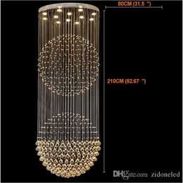 Modern Raindrop Led Crystal Chandeliers Stair Pendant Lighting Fixtures K9 Crystal Lamp for Hotel Villa Home Decoration