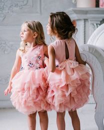 Christmas Pink Tulle Ball Gown Camo Flower Girl Dresses Little Girl Pageant First Birthday Dresses Pageant Vestido De Novia