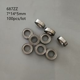 100pcs/lot 687ZZ 687 ZZ 7x14x5mm deep groove ball bearings Mini bearing 7*14*5mm